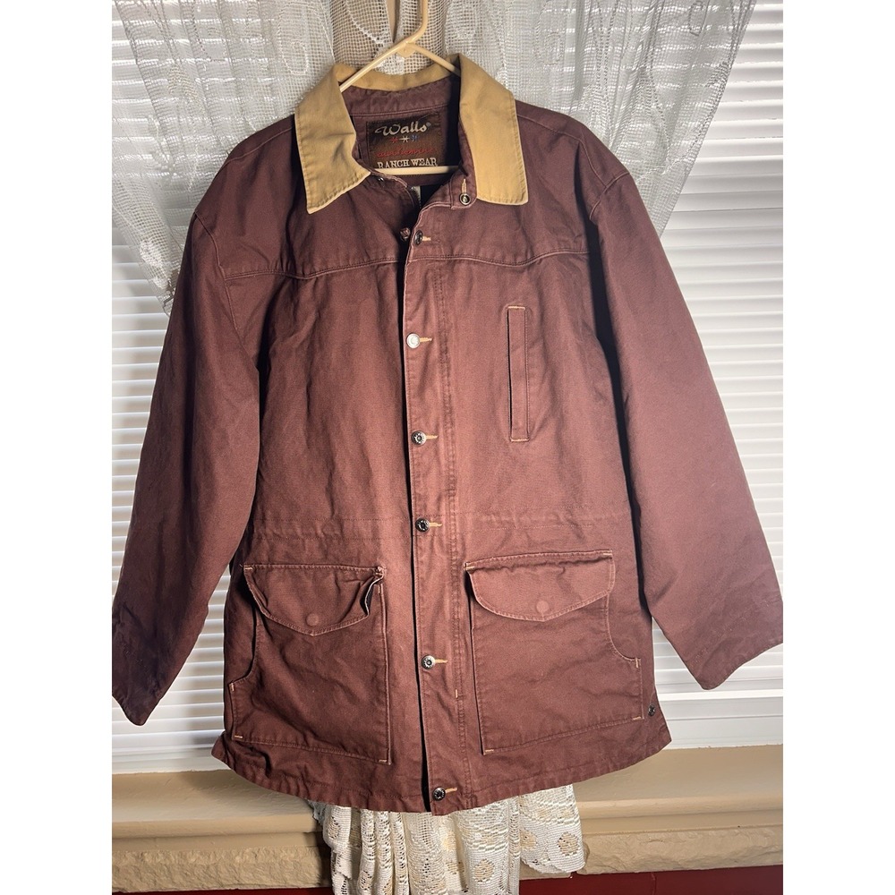 VTG Walls Ranch Wear Mens Jacket XL Brown Canvas Barn Chore Coat Cowboy Western